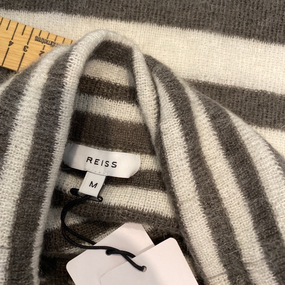 Reiss Womens Jumper Size M Grey Stipe Mohair BNWT - Picture 8 of 8